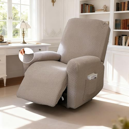 AnkekolyStar Sesselbezug, Relaxsessel Sesselbezug Stretchhusse mit Taschen, All-Inclusive Streifen-Jacquard Sesselschoner für Fernsehsessel Liege Sessel