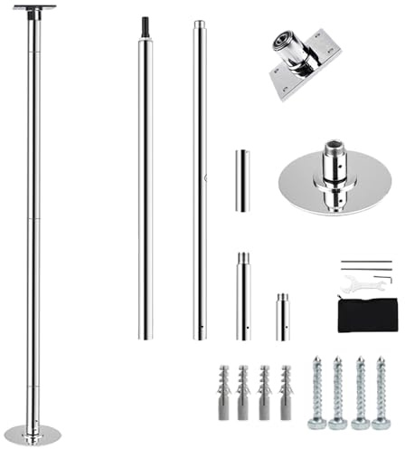 Poledance Stange Indoor 3.0 m 3.4 m 3.7 m Stripperstange für Zuhause mit Schrauben, Professionelle, Drehbare Tanzstange, Wohnungsfreundlich, Abnehmbare Stahlstange(2.95m - 3.075m (9.7ft- 10.1ft))