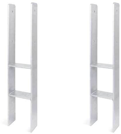 Alberts 2er Set H-Pfostenträger | feuerverzinkt | lichte Breite 141 mm | Gesamthöhe 800 mm | Materialstärke 8 mm