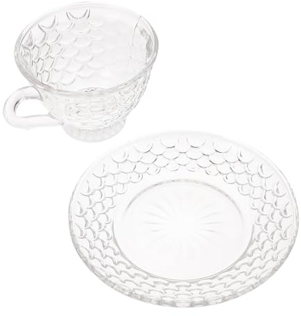 Milisten Ensemble de 2 Tasses à Café Soucoupe en Verre Transparent 101-200 Ml Set Vaisselle pour Café Thé Boissons Service pour Maison Bureau et Restaurant