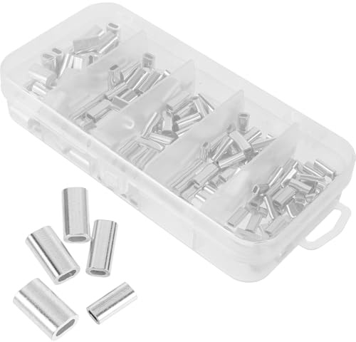 Parliky Kit 200 Pezzi Manicotti di Crimpatura per Pesca Ghiere a Crimpare in Alluminio Doppia Canna Resistenti e Compatti per Lenza da Pesca Accessori per Mare e Acqua Interna