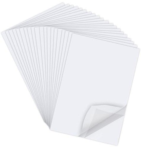 COGVOHY 30 PCS A4 Double Sided Adhesive Sheets, Clear PET Self-Adhesive Tape Sheets, Multifunctional Sticky White Paper for Handicraft DIY, Wrapping Arts, Art Album Making, Home Decoration