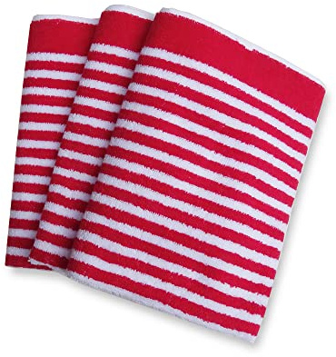 Ross Frottee Küchenhandtuch Quadrat Zwirn-Flor 3er Satz Rot - 50x50cm