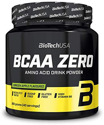 BioTechUSA BCAA Zero - Essentielles Aminosäurepulver | 6g BCAA mit Instant L-Leucin | Vegan | Zuckerfrei, Laktosefrei, Glutenfrei, 360 g, Apfel