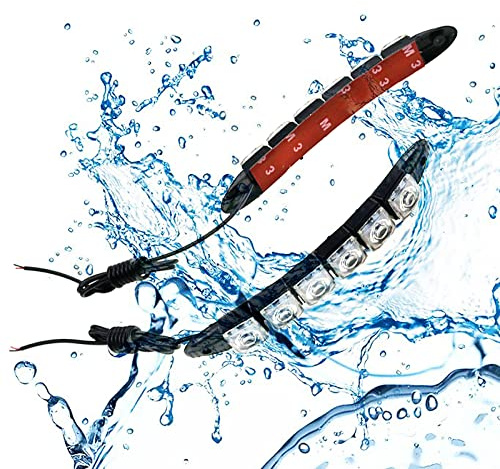 Riloer 2PCS feux de jour de voiture, 12V 18 LED blanc brillant étanche DRL antibrouillard lumière de jour peut se plier et barre de lumière réglable rétractable