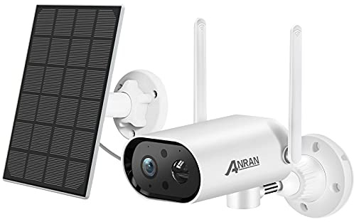 ANRAN 2K Überwachungskamera Aussen Akku WLAN mit Solarpanel, 180 Grad Schwenkbare WLAN IP Kamera mit Handy App-Steuerung, PIR Bewegungsmelder, 2-Wege-Audio, 15M Nachtsicht, S02 Weiß