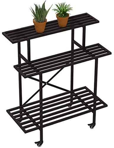 WYFZT Metall pflanzenständer Regale, schwarz |Hohe geringe stufige Blumentreppe Pflanzentreppe Blumenständer Pflanzenregal für Innen Außen Garten Blumenbank Leiterregal (Size : 120x33x100cm)