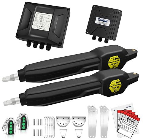 TOPENS JY9132 Automatic Gate Opener for Super Heavy Duty Dual Swing Gates Up to 20ft per Arm, Commercial Double Swing Gate Operator AC Powered with Remote Control Kit Solar Compatible