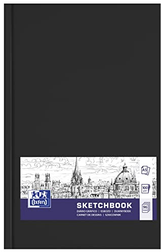 Oxford Cuaderno de bocetos, 1 pieza, A5, 96 hojas, 100 g, tapa dura, color negro