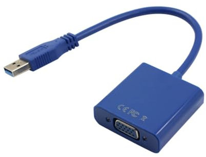 Mobestech USB 3.0 to VGA Adapter Cable External Video Converter for Multi-Screen Setup Supports 7 8 10 Driver Included Blue