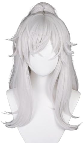 Silber weiß Tiger Clip Ponytail lange Hitze Resistant synthetisches Haar für Frauen Männer Halloween Comic Con Ersatz Perücken
