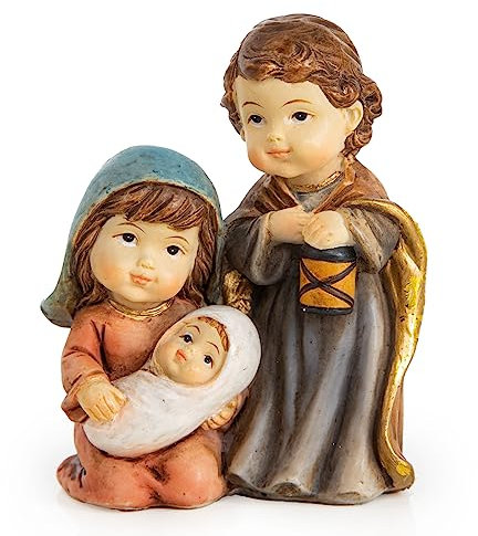 Miniatur-Krippe: Kleine Weihnachtskrippe, Deko Weihnachten, Tischkrippe, Weihnachtsfiguren zum Hinstellen, Krippenfiguren Innen, Weihnachtsdeko Figuren, Figur Heilige Familie, Dekofigur Klein, 7 cm