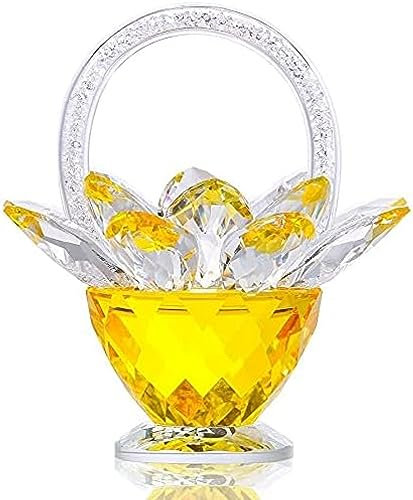 Figuren-Ornamente, Crysta Art Gelber Kristall-Blumenstrauß-Korb, Sammlerstück, Heimdekoration Mit Strass-Innentischdekoration,Pleasant63