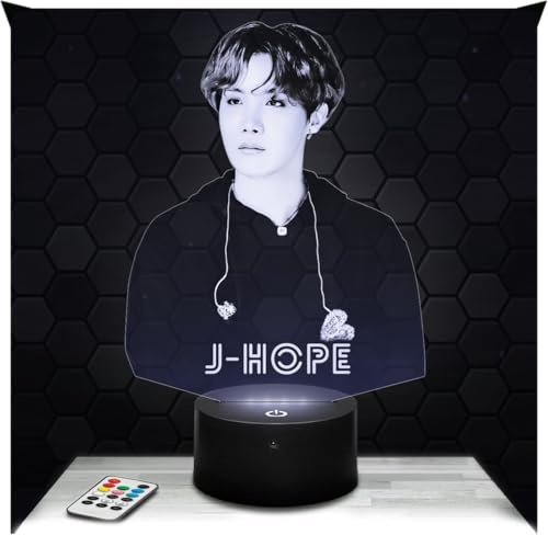 Lampephoto.fr - J-Hope B 3D Lampe, Touch Nachtlicht, Deko Zimmer Mädchen Lampe 3D J-Hope Bobjekt k-pop Korea Koreanischer Pop Geschenk gedämpftes, Deko BürO. Eigenartig Geschenk Teenager, TOP