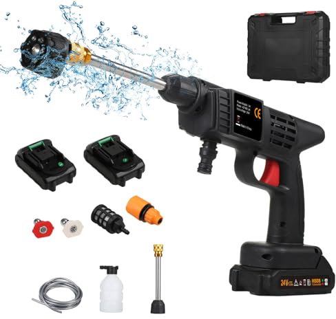 Mulcort Cordless Pressure Washer 150PSI Portable Pressure Cleaner Handheld with 6-in-1 Sprayer Battery and Charger 24V 1500mAh Rechargeable Battery Electric Pressure Washer