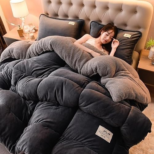 Trapunta In Pile Double-face E Calda, Trapunta In Tessuto Di Velluto Di Agnello, Piumino Spesso Con Nucleo Trapuntato Invernale, Coperta In Cashmere (Dark gray)