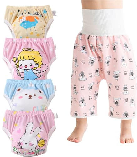 DUDUFUN Pack de 6 pantalones de entrenamiento para niños pequeños de 2 a 6 años, Rosa4b+1 pañal, 4-6 años