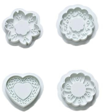 NIHUIFA Herz-Blumen-Ausstechformen-Set, 4 Stück, Keksstempel, Backwerkzeug, leicht zu reinigen