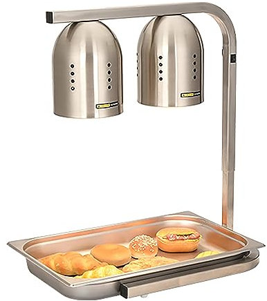 CHANGLKJ Lampada Scaldavivande da Appoggio, Luce Scaldavivande da 250 W con Copertura Antipolvere, Riscaldamento 60-80 ℃, Altezza Regolabile E Acciaio Resistente alle Macchie, per Buffet, Cucina