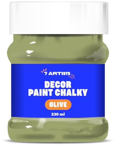 7 Künstler Chalk Paint Olivgrün 230 ml Kreidefarbe für Möbel | Holzfarbe auf Wasserbasis - Olivgrün für Kreidefarbe und andere Oberflächen