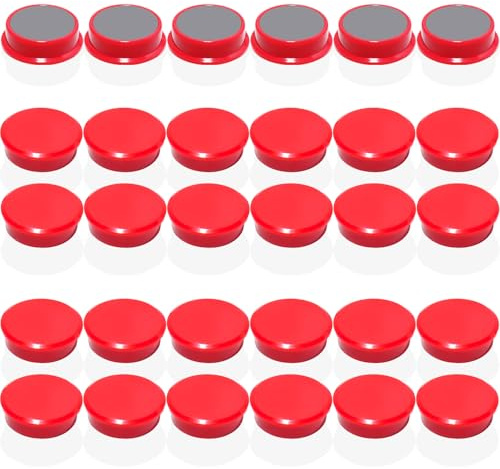 DUJEQM Calamite Frigorifero, 30 Pezzi Calamite Potenti, Mini Calamite Piccole, Magneti per Lavagna Magnetica, Magnete Potente Calamita Frigo per Calendario, Bacheca, Foto, Casa, Ufficio,Scuola - Rosso