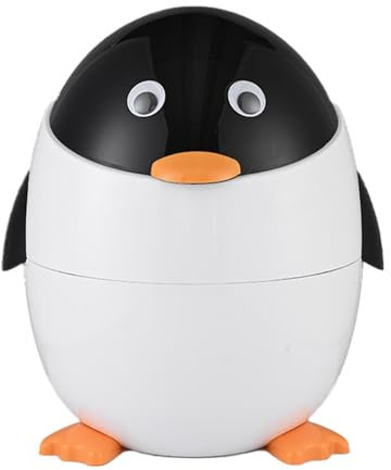 Papelera Decorativa, Elegante Papelera, Papelera Compacta, Papelera En Forma De Pingüino, Papelera Para Habitación De Niños Y Papelera Para Animales, 1020 Gramos, Para Coche, Hogar Y Dormitorio, Blanc