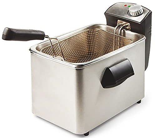 Mini freidora de Acero Inoxidable con Control de Temperatura, Cesta de Aceite extraíble, para cocinar Patatas Fritas, Aros de Cebolla, rollitos de Huevo, Pollo Frito, 3 L (4 L)
