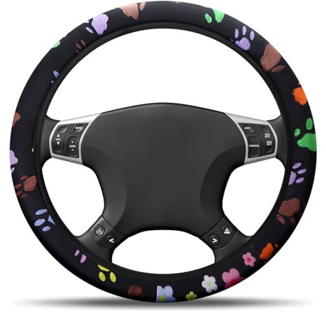 Hwtcjx Coprivolante Auto Universale in Microfibra, Elastico, Traspirante e Antiscivolo - Accessori Auto Interno, Dimensioni Standard 38cm (Multicolore)