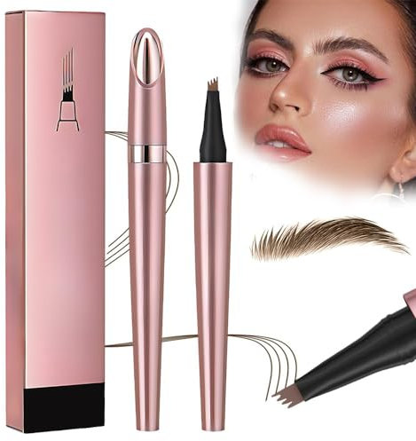Lápiz de Cejas Mágico 2024 Nuevo, Lápiz de Cejas 3D Resistente al Agua, Lápiz de Cejas Preciso para Cejas Naturales con 4 Puntas (Marrón claro)