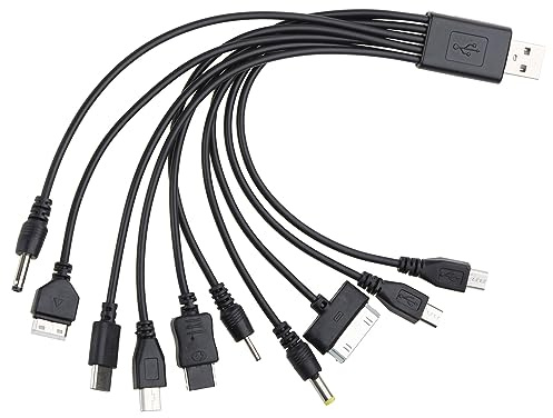 antianzhizhuang Cavo Universale per Caricabatterie per Telefono Cellulare da USB A Presa Multipla Cavo USB 10 in 1 per Cavo Caricabatterie per Smartphone 20 Cm / 7 87 Pollici