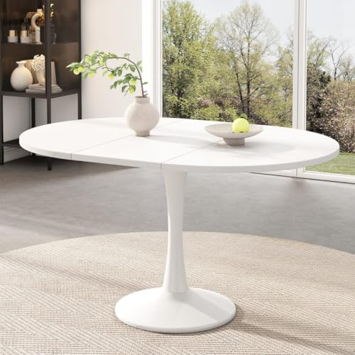 Sweiko Table de Salle à Manger Extensible,Table consoleà Manger Ovale, Table Camping,Table d'appoint à Manger Moderne Minimaliste,Blanc (140 * 100 * 75CM)