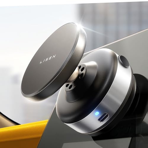 LISEN Suction Phone Mount, Content Creator Vlogging Portable Super Stable Electric Vacuum Magnetic Phone Holder, 360 Adjustable Travel Multi-Scene TikTok for iPhone 17 Pro Max Air 16e 16 15 Kits