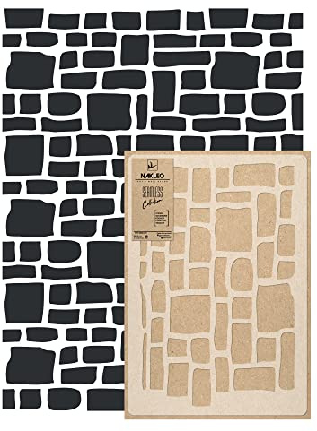 NAKLEO Wandschablone Groß Muster, Malschablone 59x95cm Steinwand Backstein Wiederverwendbare Kunststoff, Geometrische Tapete Wandgestaltung, DIY Craft, Holz Möbel Boden Stoff