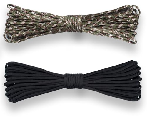 2 Pcs Paracorde 33 ft,Corde de Parachute,Corde de Gréement de 4 mm,Multifonction Paracordes,Corde Paracord,2 Couleurs,pour Bracelets DIY,Camping en Extérieur(7 Brins)
