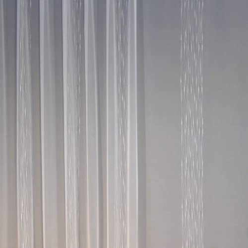 EASYHomefashion Hochwertige Fertiggardine Voile Store Deko Schal mit Stickerei Faltenband Bleiband Bergamo 150 x 450 cm (HöhexBreite)