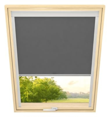 time4blinds - Tenda a Rullo - Larghezza 390mm, Altezza 812mm - per Finestre Velux & per Fakro - Tessuto Oscurante con Rivestimento Termico - Telaio in Alluminio - Facile Installazione - Antracite