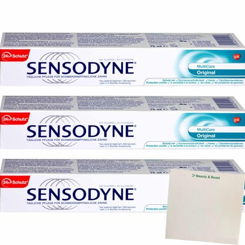 usy Bundle für Sensodyne Zahncreme Multicare Original 3er Pack (3x75ml Packung) + usy Block