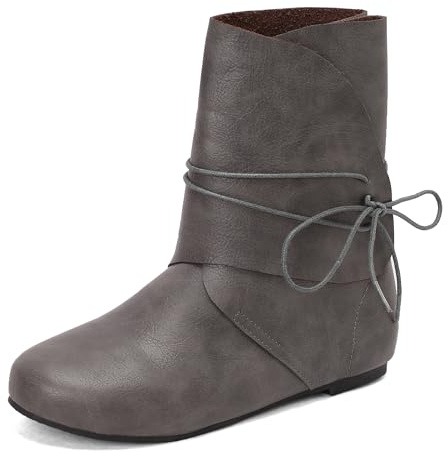 Bviennic Donna Stivaletti Piatto Casuale Punta Rotonda Cordoncino Slouch 2380 Grigio Numero 42 EU/44Cn