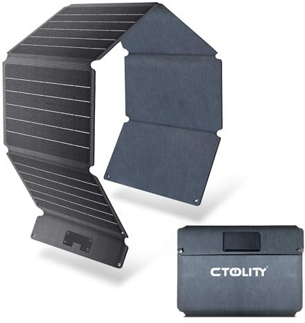 CTOLITY Pannello Solare USB 20V 54W Mini Caricabatteria Solare Portatile per Cellulare Power Bank Telecamera Esterna, Alta Conversione 23,4%, Pannello Fotovoltaico da Zaino Campeggio Trekking