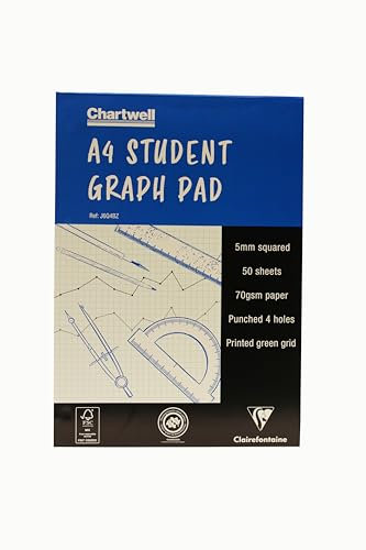 Clairefontaine J6Q4BZ - Chartwell Block geleimt, 50 Blatt, DIN A4 70g Millimeterpapier quadratisch, Weiß/hellgrün, ideal für technische Zeichnung mit Graphitstift, 1 Stück