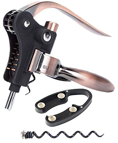 Best Utensils Copper Lever Wine Opener & Foil Cutter Set, Vertical Wine Opener Corkscrew with an Extra Corkscrew Worm/Spiral (Luxury Golden)