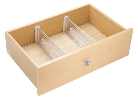 iDesign Linus Drawer Dividers, Plastic Drawer Separators in a Set of 2, Deep Drawer Organiser System, Clear