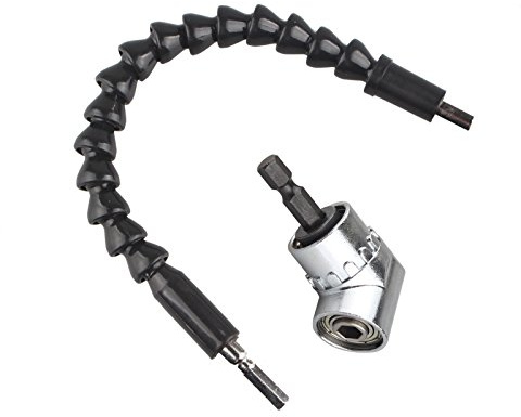 HALJIA 105 Degree Angle Extension + Flexible Shaft 300mm (12) Screwdriver Power Bit Drill Extension 1/4 Hex Shank