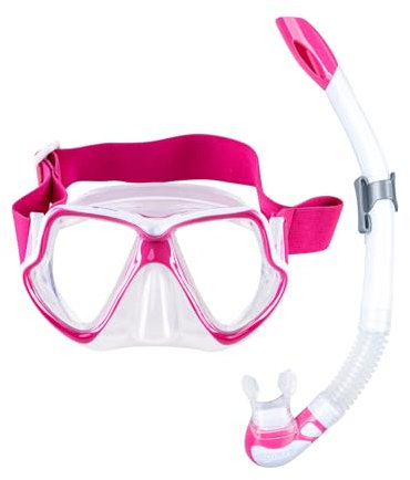 Mares Aquazone Combo Wahoo Neon, Combo bestehend aus Maske und Schnorchel Erwachsene – Unisex, Pink/Weiß Trasparent
