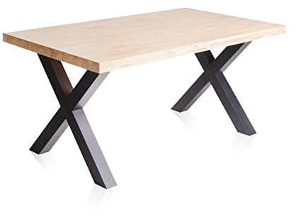 Adec Group X-Loft, Mesa de Comedor, Mesa de Salon, Acabado en Roble Salvaje y Patas Metalicas Negro, Medidas: 160 cm (Largo) x 90 cm (Ancho) x 76 cm (Alto)