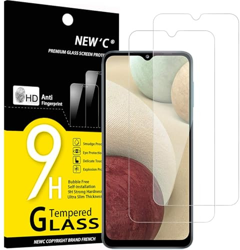 NEW'C 2 Stück für Samsung Galaxy A12 für Panzerglas, Frei von Kratzern, 9H Härte, HD Displayschutzfolie, 0.33mm Ultra-klar, Ultrabeständig