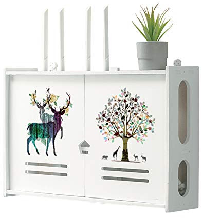 YTREDF TV Set-Top Rack en Fil Boîtier Décodeur Boîte de Rangement, Set-Top Box Etagère Flottante Panneau, pour Routeurs/Télécommandes/Boîte À Câble (48 * 11.5 * 31cm)