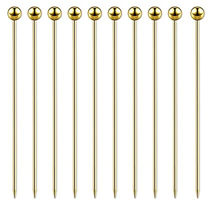 TopHomer 10 Stück Edelstahl Cocktail Picks, Wiederverwendbare Obst-Sticks Obst Dessert Gabel für Bar Party, Grillen Snacks