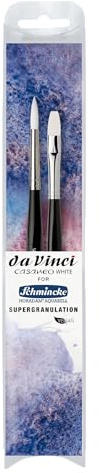 da Vinci, CASANEO, Aquarellpinsel Set White XS, Synthetikfasern, Künstlerpinsel, Aquarellmalerei, flüssige Acrylfarben, Made in Germany, Set, Größe 0 | 2 CASANEO WHITE Pinsel: Rund Gr. 6 und Flach Gr. 8 – für Schmincke HORADAM Aquarell SUPERGRANULATION.