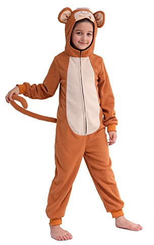 Sincere Party Fleece Monkey Onesie Monkey Allt i ett Halloween kostym för barn S(4-6)